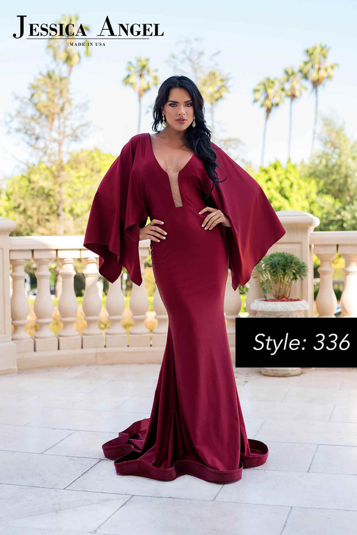 Jersey Fitted Long Sleeve Gown by Jessica Angel 336