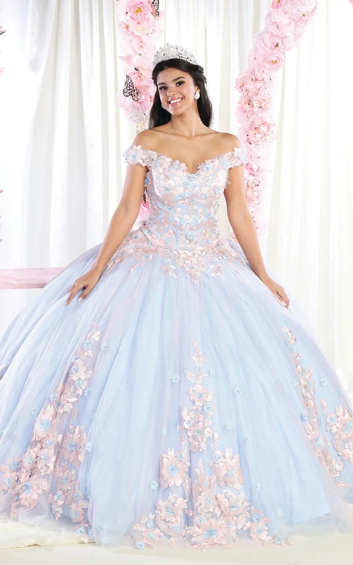 3D Floral Off Shoulder Ball Gown by May Queen LK160