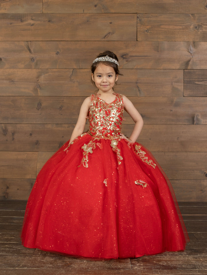 Girls Sequin Applique Sleeveless Gown by Calla SCK-321