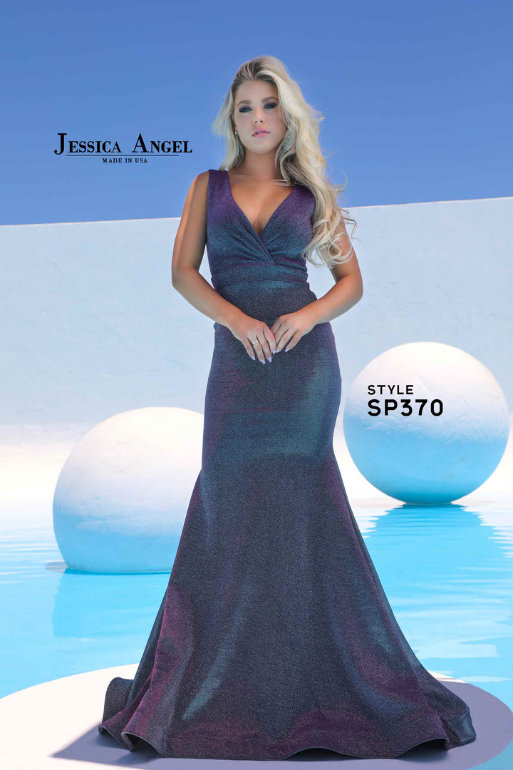 Metallic Fitted Sleeveless Gown by Jessica Angel 370