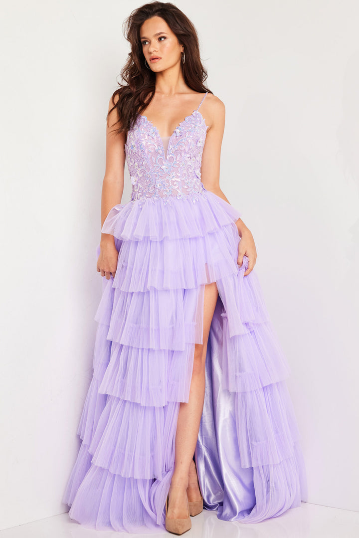 Sleeveless A-line Layered Slit Gown by Jovani 37190