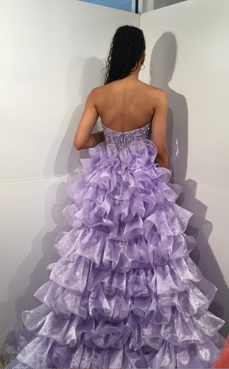 Organza Strapless A-line Ruffled Gown by Jovani 37322