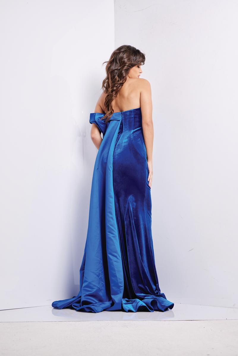 jovani blue velvet dress Royal Blue Velvet Backless Formal Gown 09139