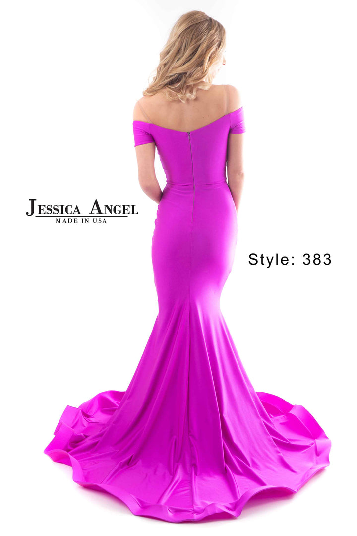 Jersey Fitted Off Shoulder Gown by Jessica Angel 383