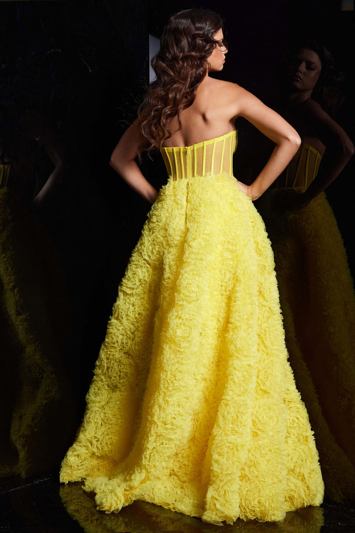 Strapless A-line Ruffled Slit Gown by Jovani 38674