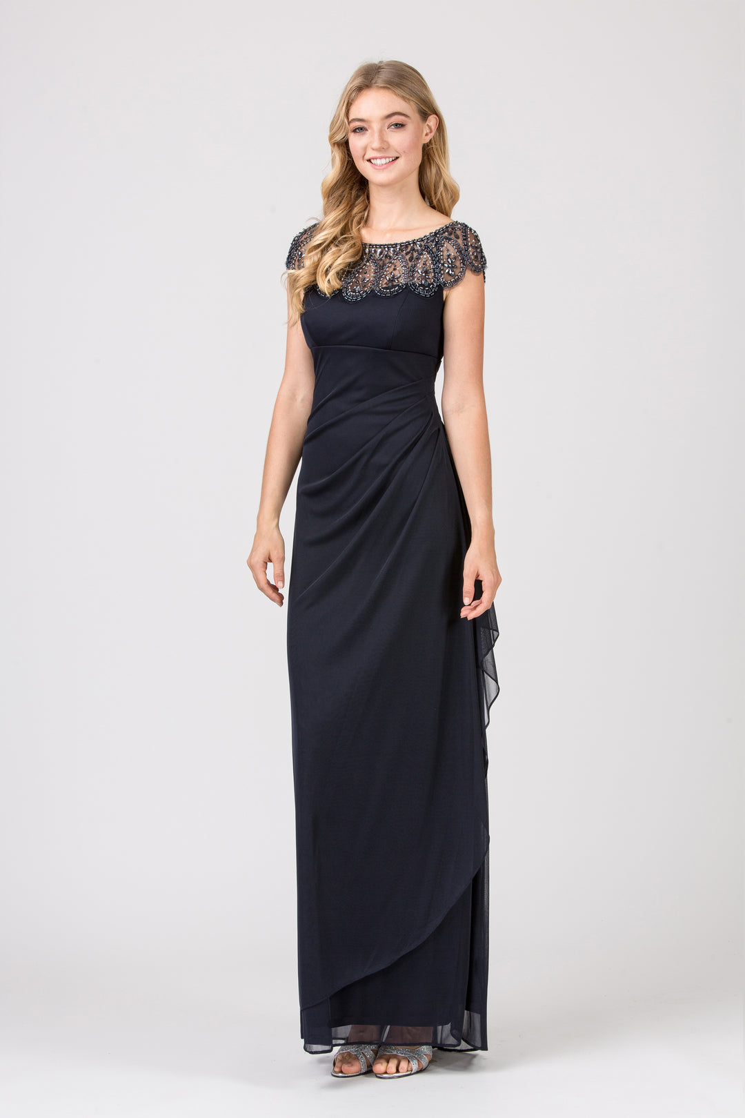 Beaded Jersey Cap Sleeve Gown by Eureka 3927