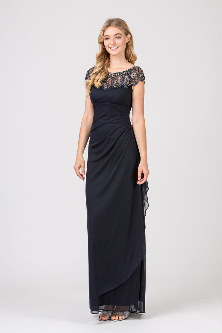 Beaded Jersey Cap Sleeve Gown by Eureka 3927