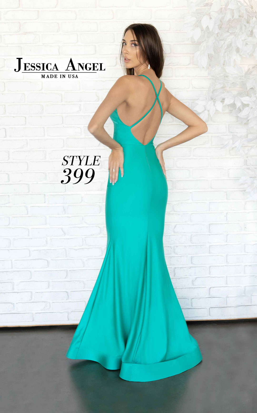 Jersey Fitted V-Neck Gown by Jessica Angel 399