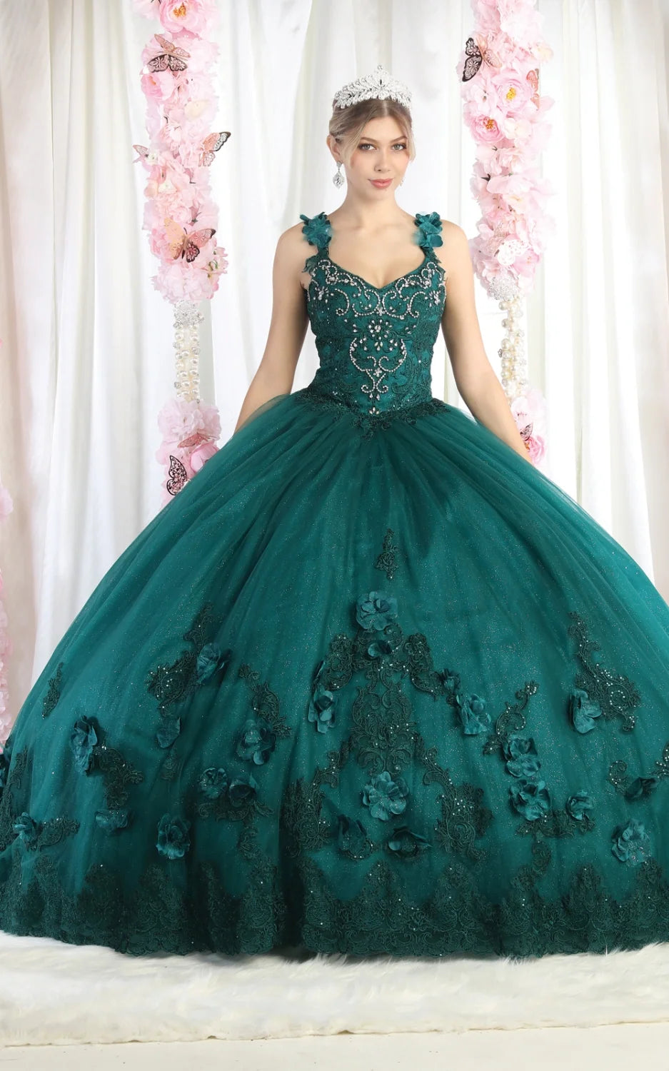 3D Floral Sleeveless Ball Gown by May Queen LK180