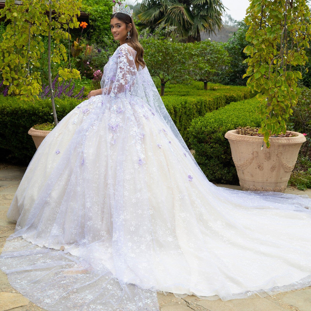 3D Butterfly Cape Ball Gown by GLS Gloria GL3501