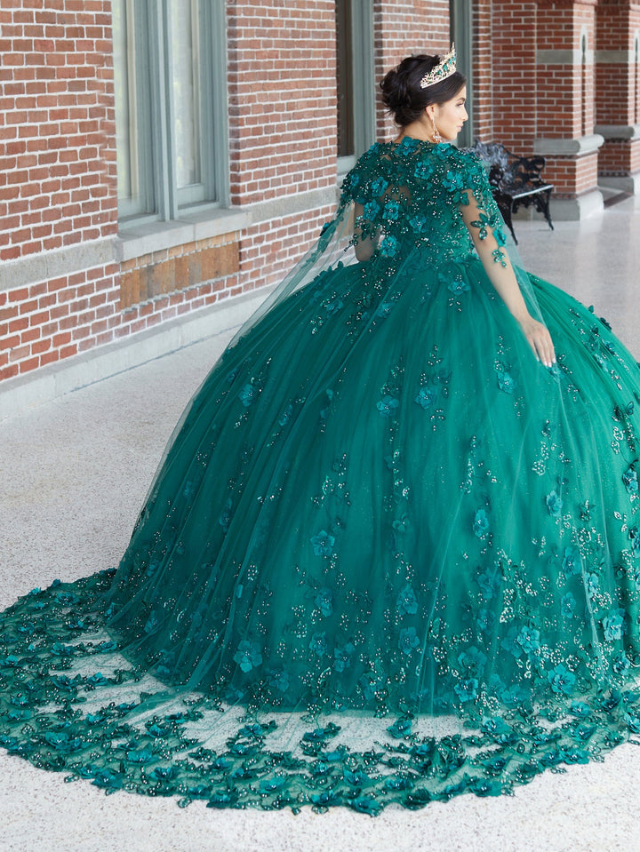 3D Butterfly Cape Quinceanera Dress by House of Wu 26046