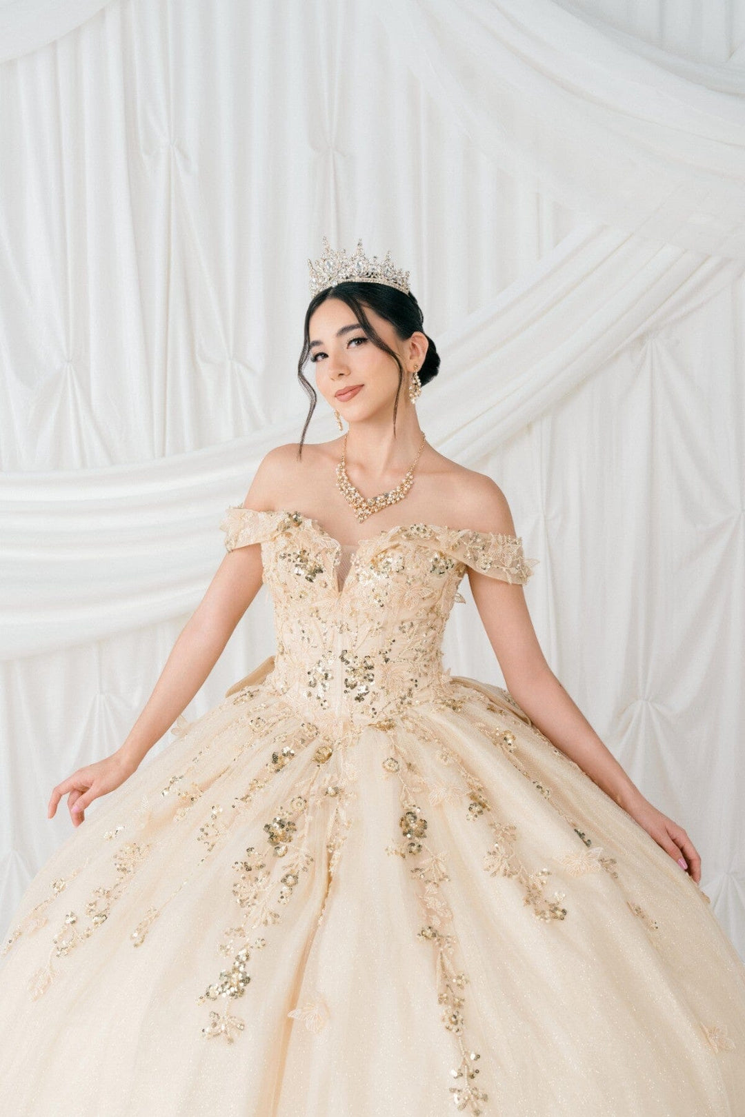 3D Butterfly Off Shoulder Ball Gown by Cinderella Couture 8111J