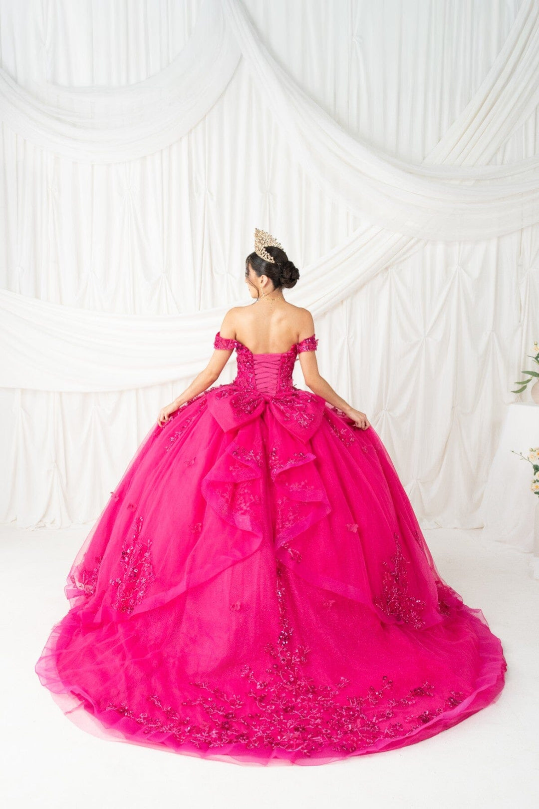 3D Butterfly Off Shoulder Ball Gown by Cinderella Couture 8111J
