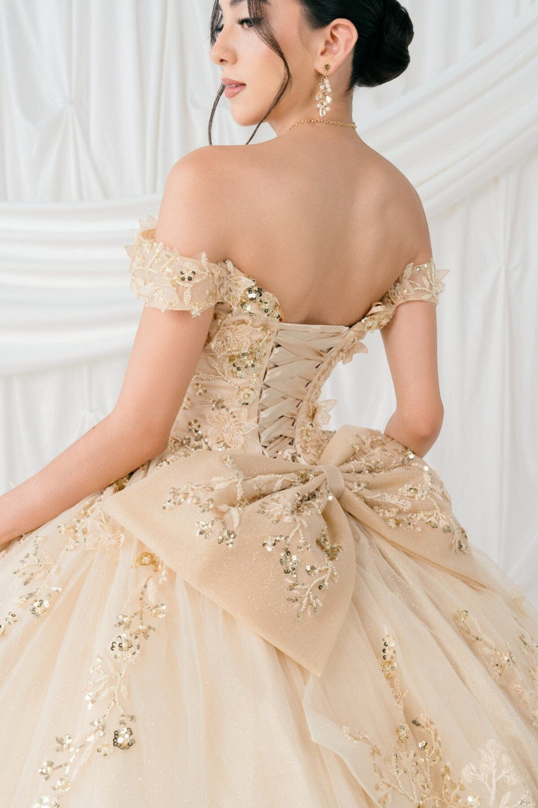 off the shoulder butterfly sleeve dress Champagne Tulle Sequins Off the Shoulder Butterfly Sleeve Appliques Wedding Dress