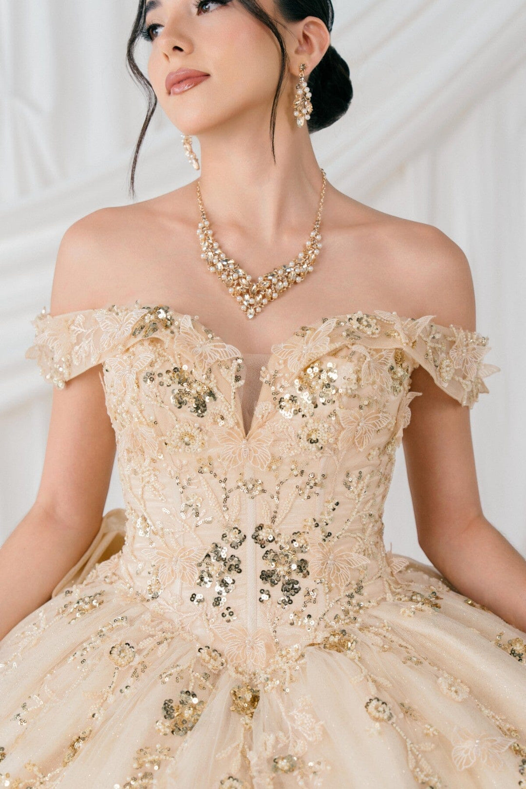 3D Butterfly Off Shoulder Ball Gown by Cinderella Couture 8111J