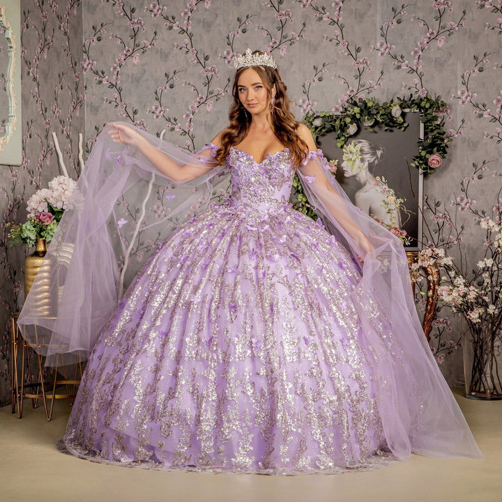 3D Butterfly Off Shoulder Ball Gown by GLS Gloria GL3451