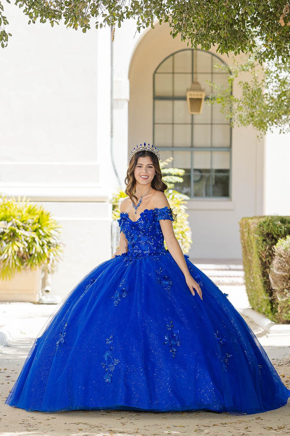 Butterfly Royal Blue And Gold Quinceanera Dresses 3D Butterfly Off