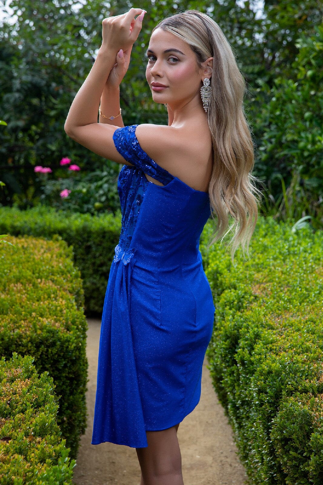 3D Butterfly Short Off Shoulder Dress by Elizabeth K GS3509