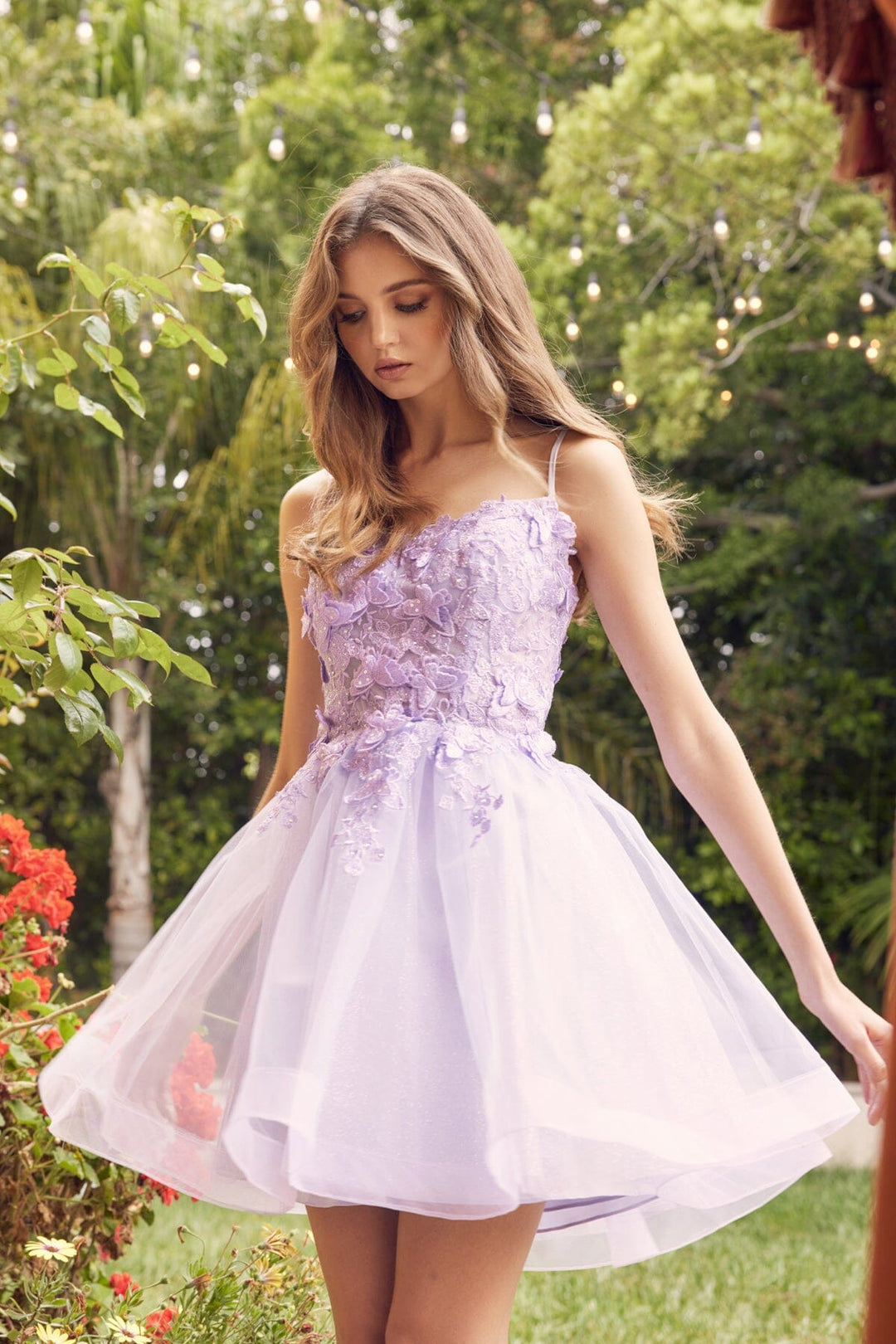 mini skater dress with butterfly embroidery Embellished Cutout Mini Dress with Beaded Butterfly Design 40130