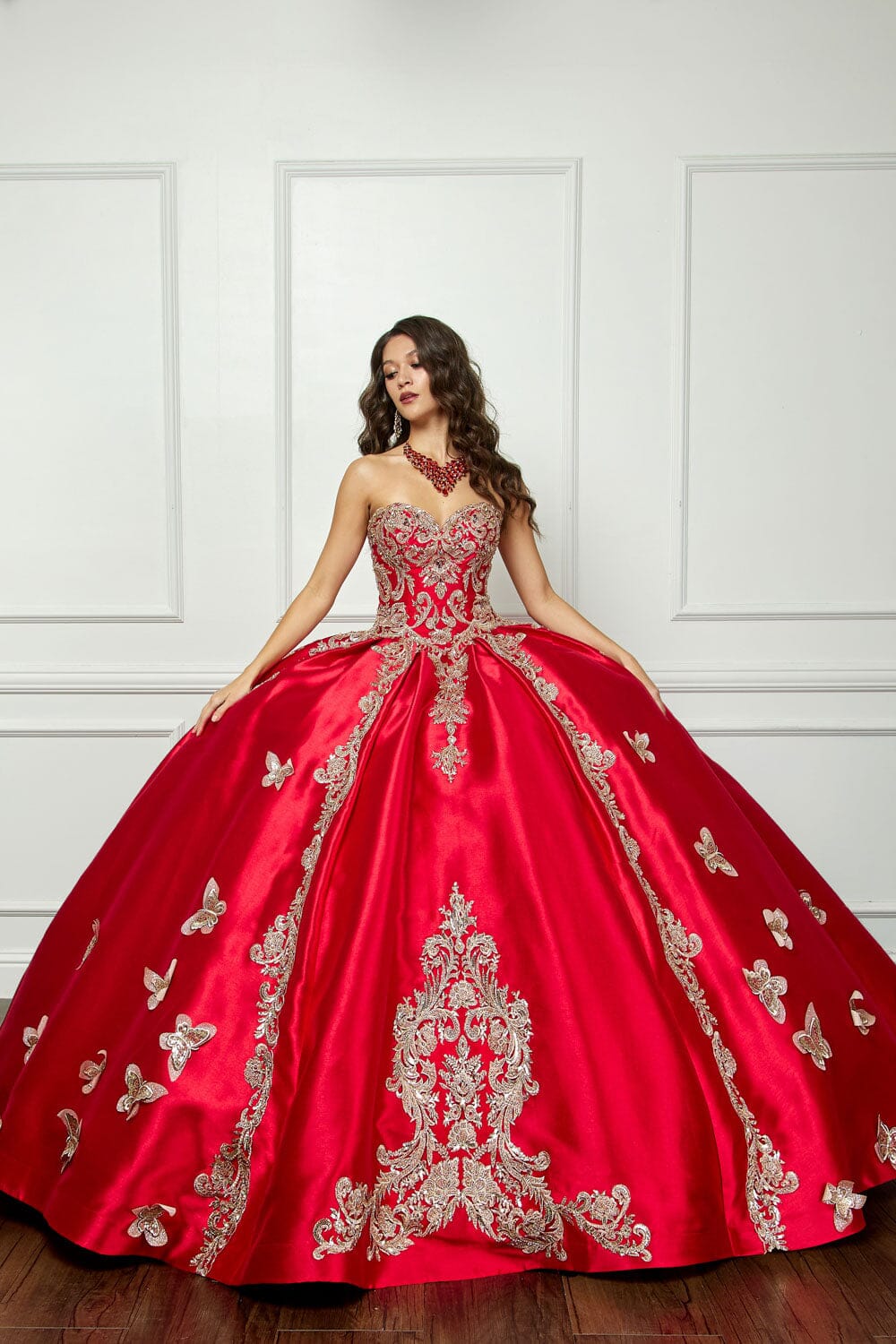 3D Butterfly Sweetheart Ball Gown by Petite Adele PQ1019
