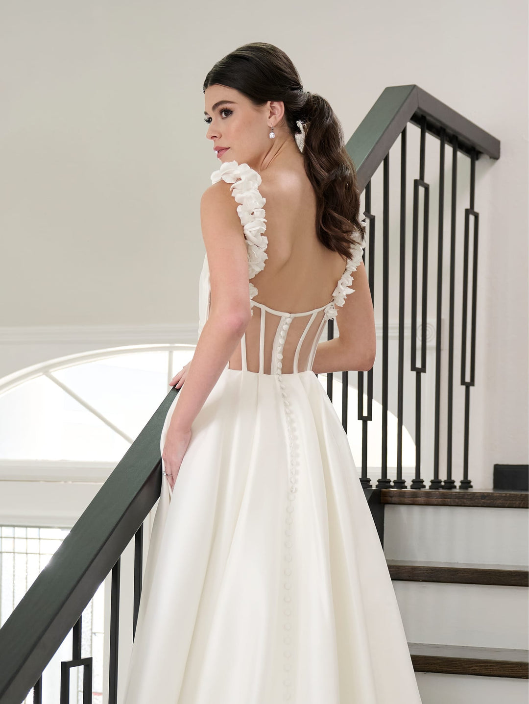3D Floral A-line Bridal Slit Gown by Adrianna Papell 31291