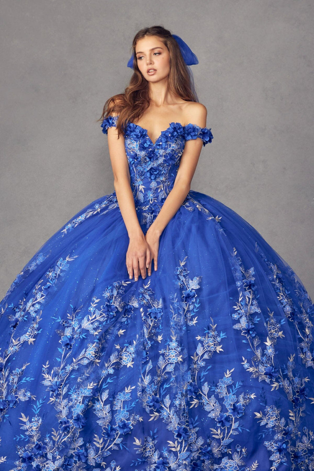 3D Floral Applique Off Shoulder Ball Gown by Juliet 1447 ABC Fashion 3D Floral Applique Off Shoulder Ball Gown by Juliet 1447 ABC Fashion