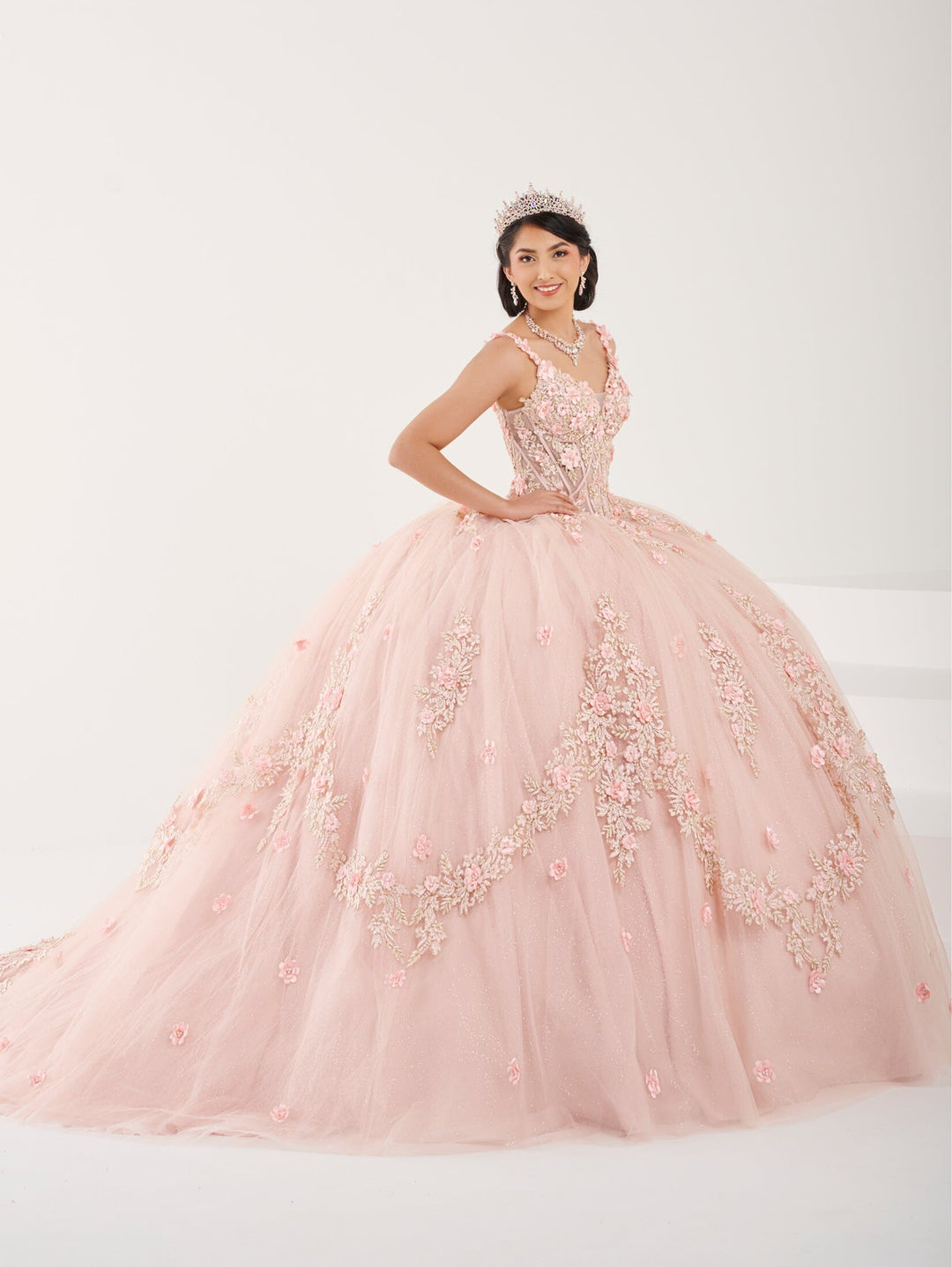 3D Floral Cape Quinceanera Dress by Fiesta Gowns 56498