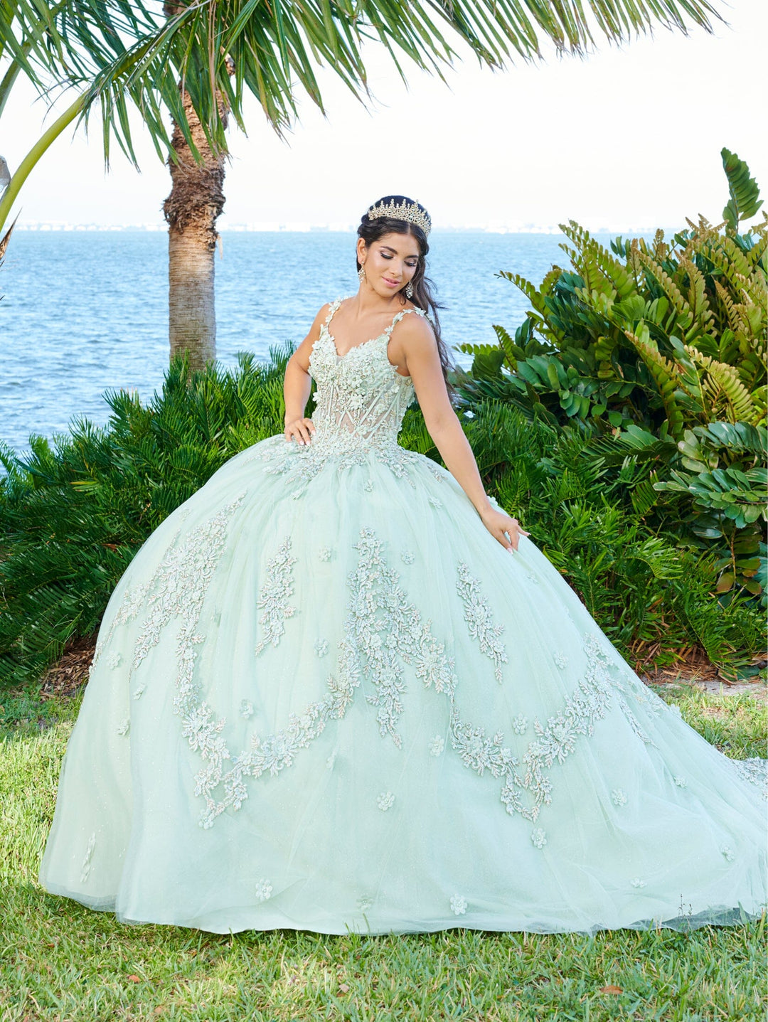 3D Floral Cape Quinceanera Dress by Fiesta Gowns 56498