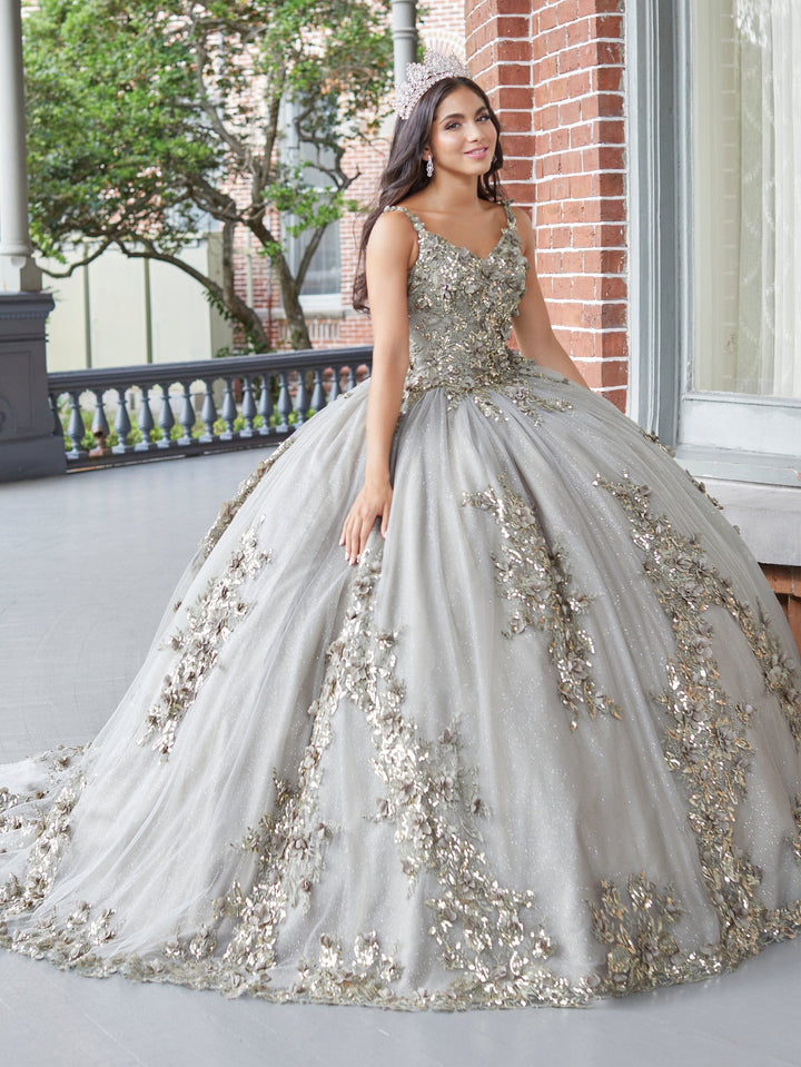 3D Floral Cape Quinceanera Dress by House of Wu 26052