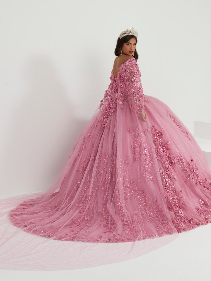 3D Floral Cape Quinceanera Dress by House of Wu 26052