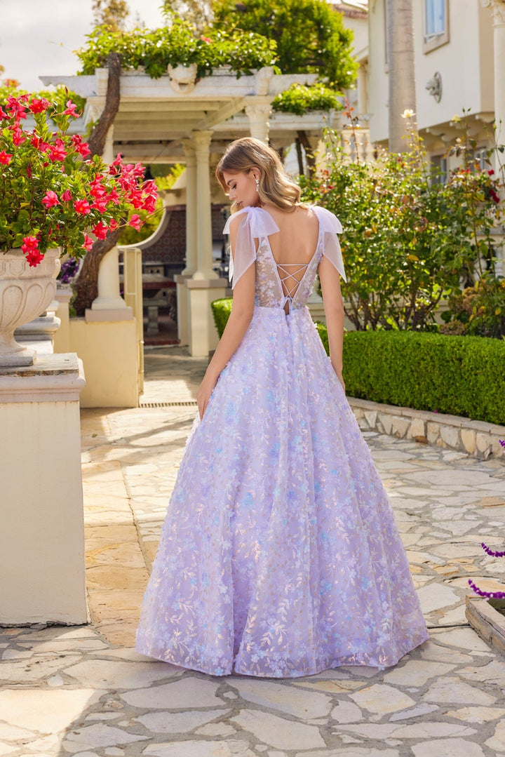 3D Floral Glitter Sleeveless A-line Gown by Juliet JT2439K