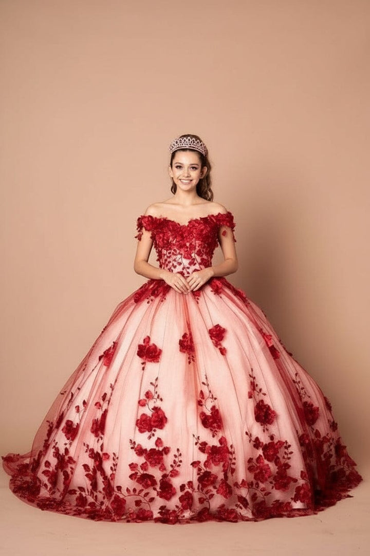 3D Floral Off Shoulder Ball Gown by Calla SCL-30005