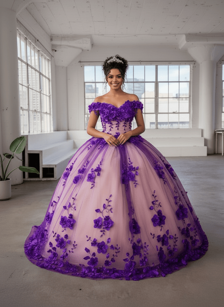3D Floral Off Shoulder Ball Gown by Calla SCL-30005