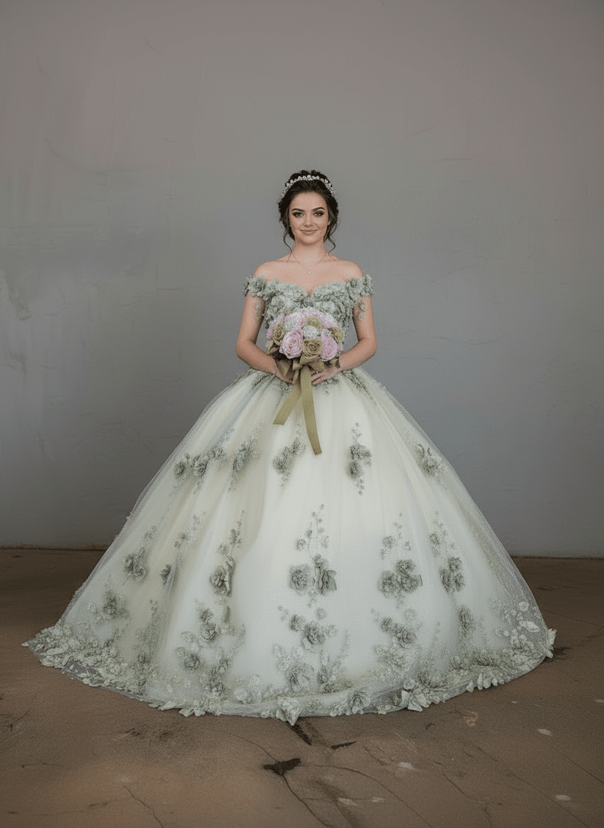 3D Floral Off Shoulder Ball Gown by Calla SCL-30005