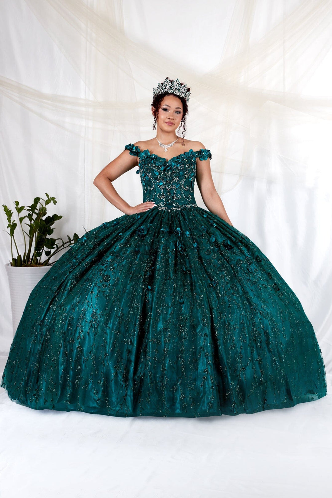 3D Floral Off Shoulder Ball Gown by Calla WB-21550