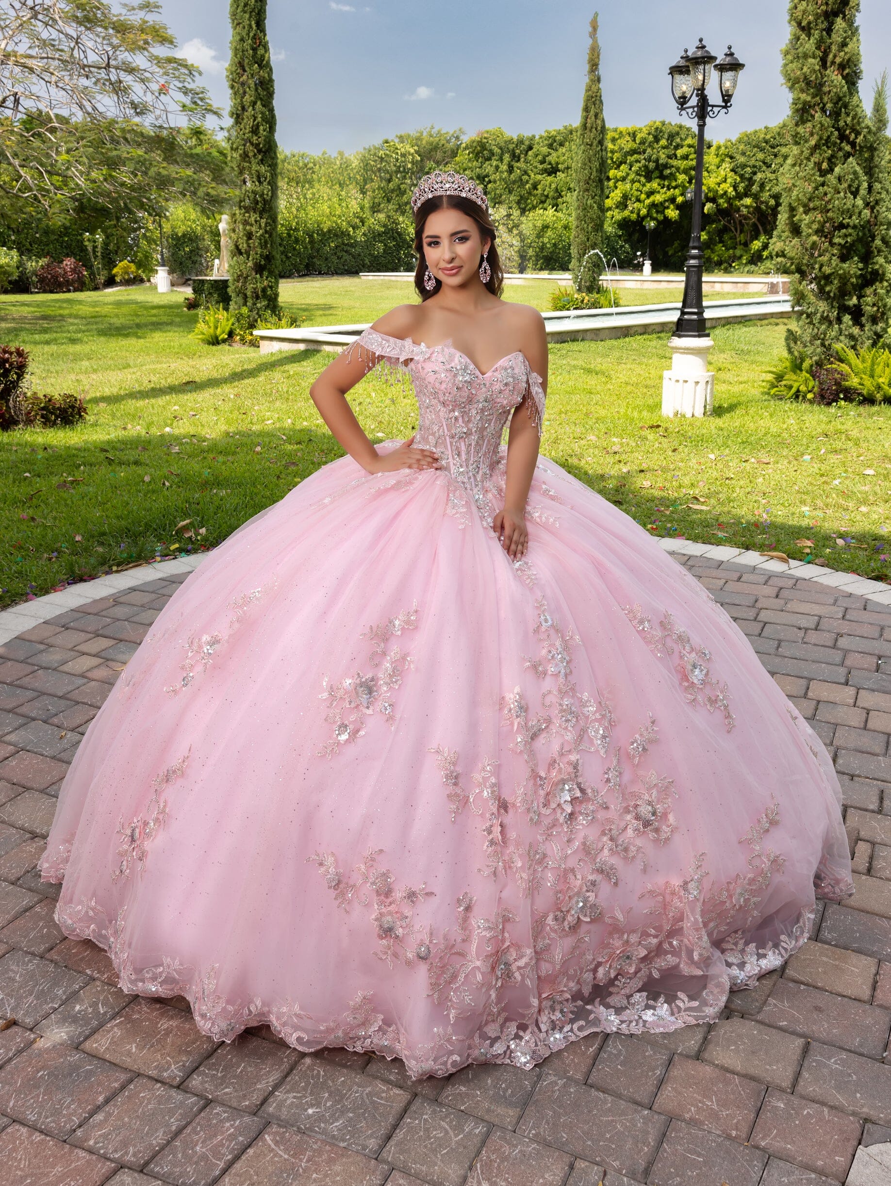 3D Floral Off Shoulder Ball Gown by LizLuo Fiesta 56526 – ABC Fashion