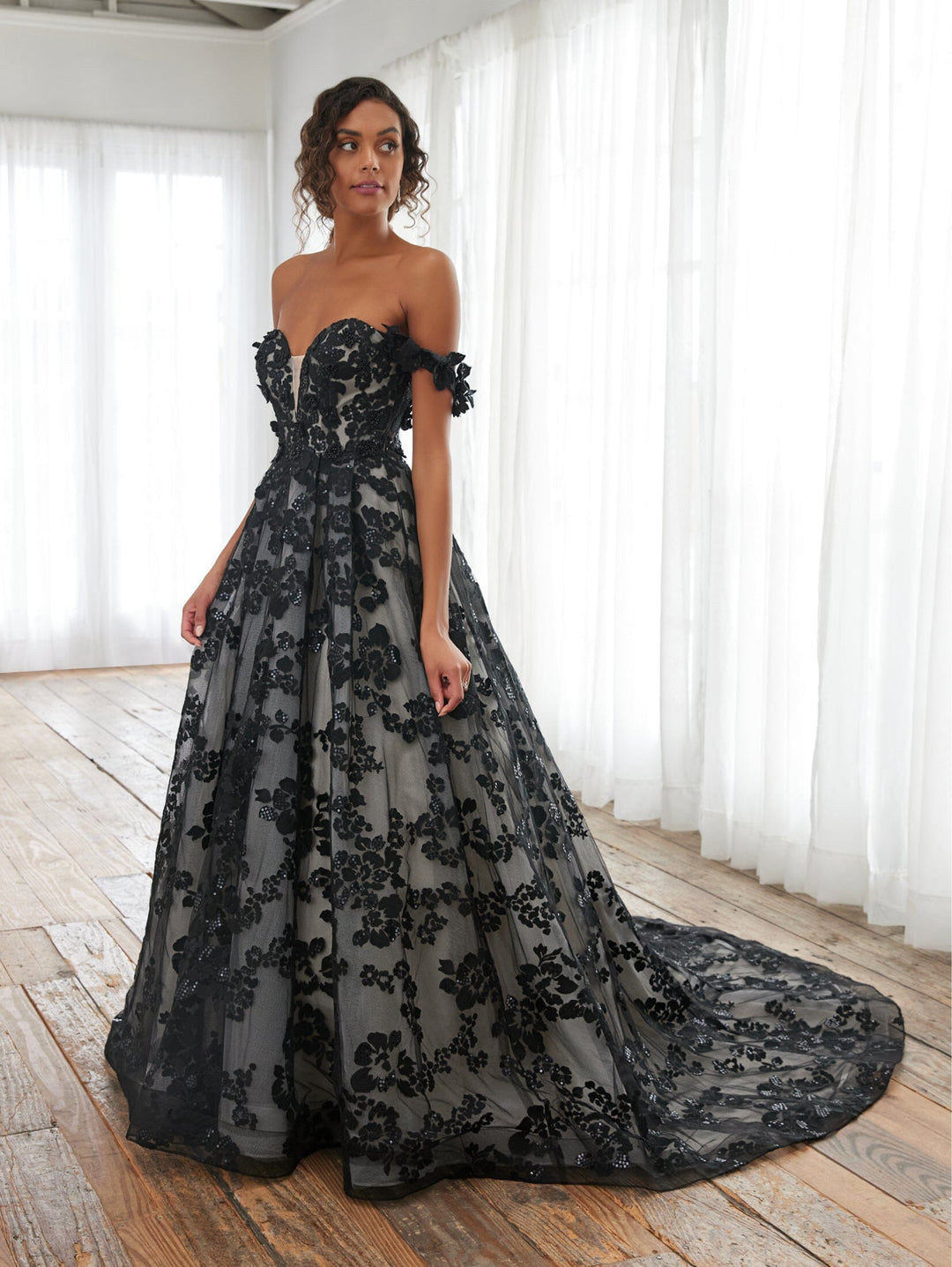 3D Floral Off Shoulder Bridal Gown by Adrianna Papell 31238