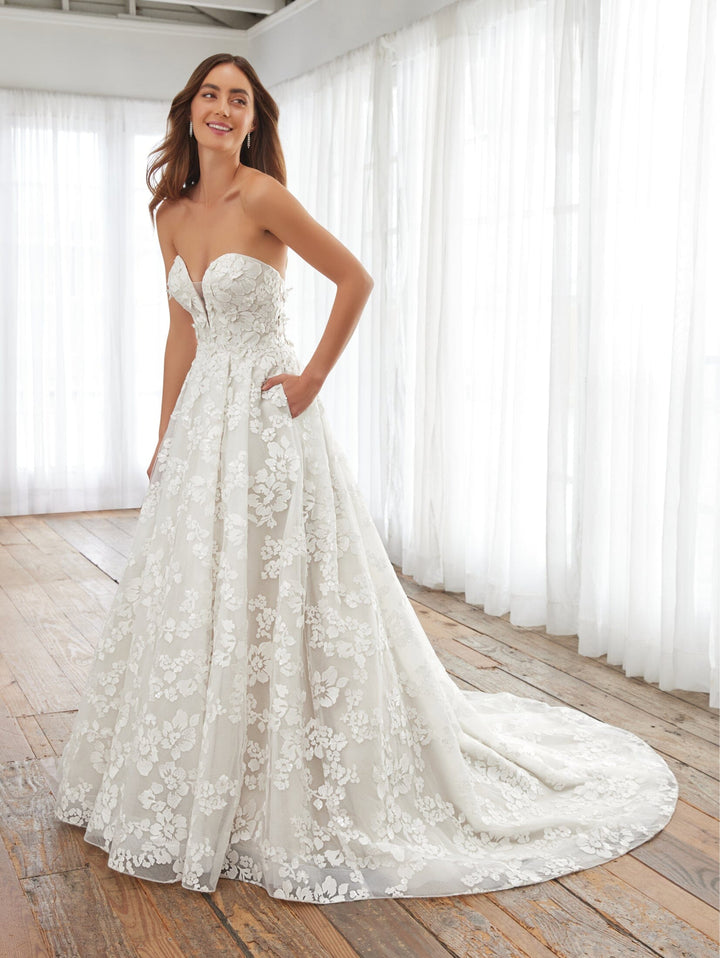 3D Floral Off Shoulder Bridal Gown by Adrianna Papell 31238