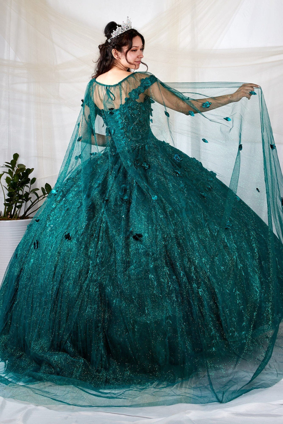 3D Floral Off Shoulder Cape Ball Gown by Calla SCL-30001