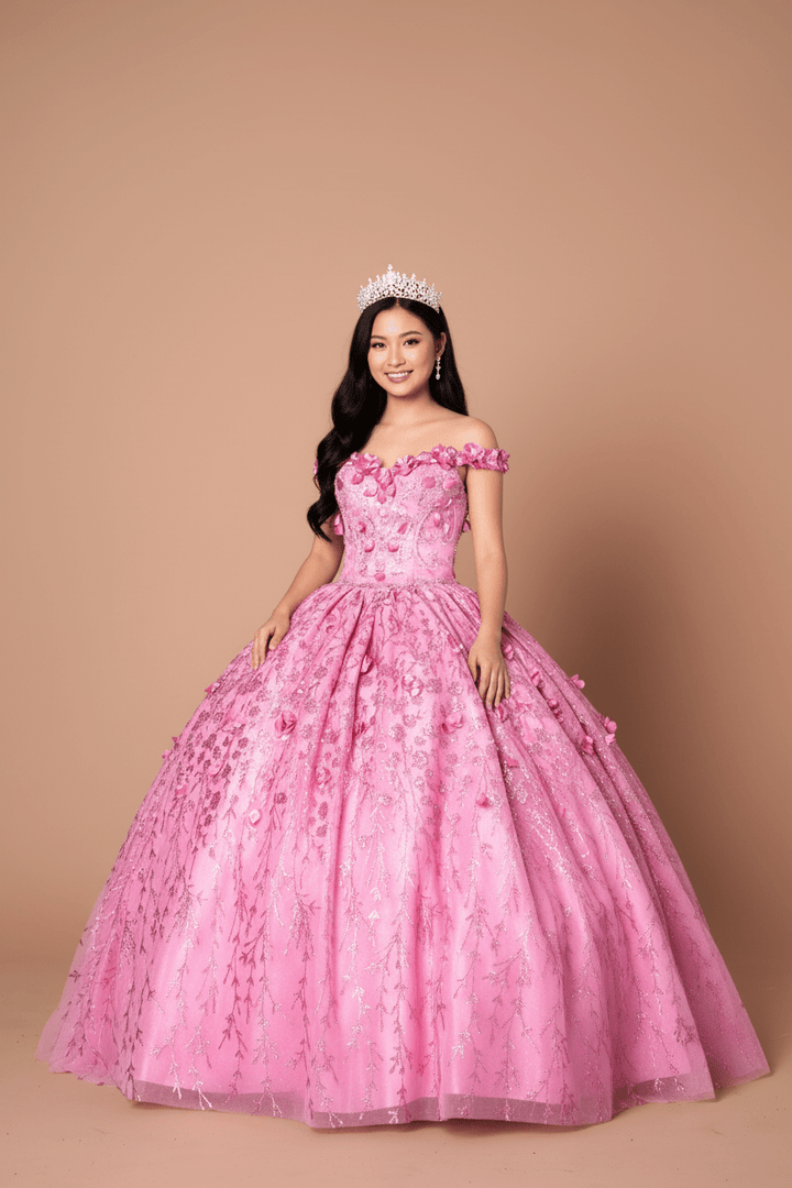3D Floral Off Shoulder Cape Ball Gown by Calla SCL-30001