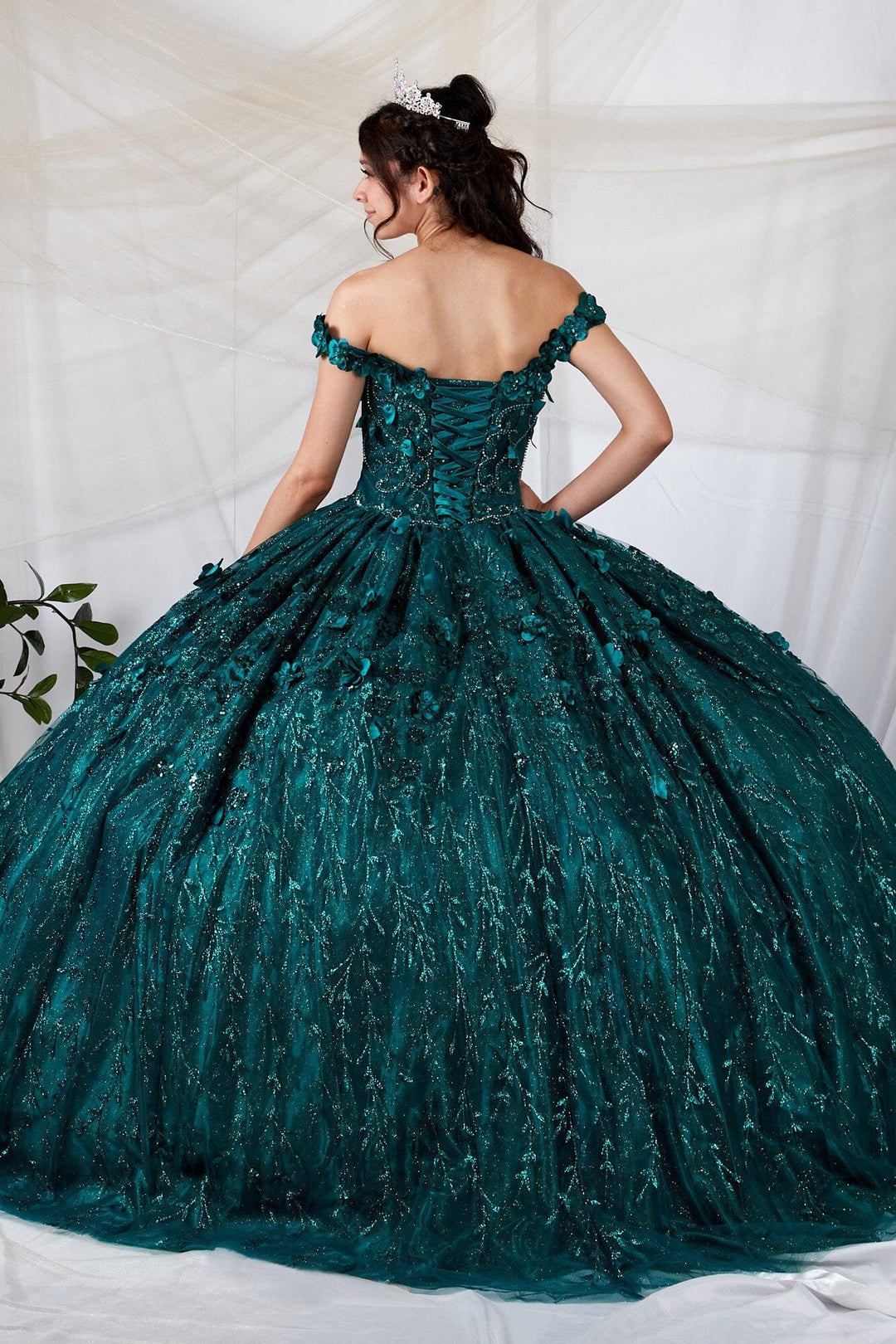 3D Floral Off Shoulder Cape Ball Gown by Calla SCL-30001