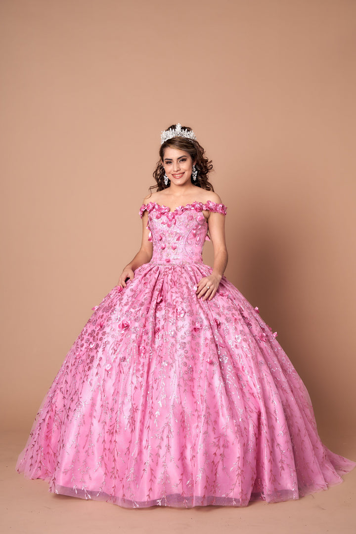 3D Floral Off Shoulder Cape Ball Gown by Calla SCL-30001