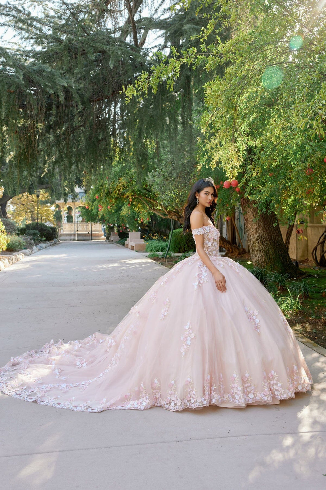 3D Floral Off Shoulder Corset Ball Gown by Juliet JT1460J