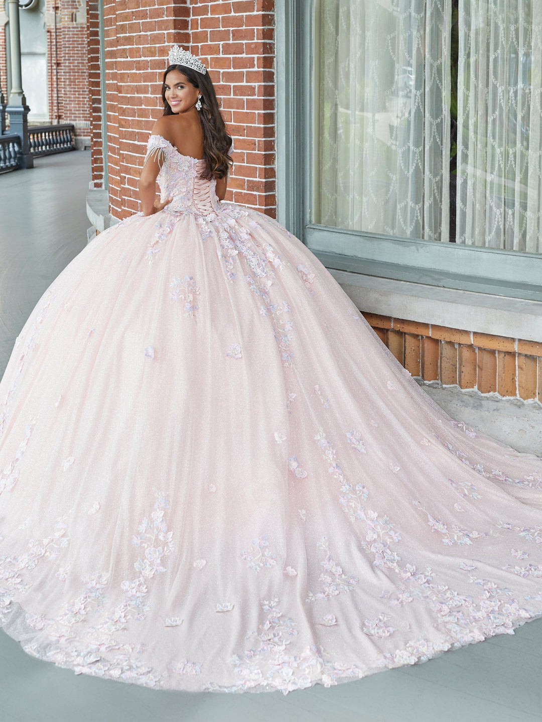 3D Floral Off Shoulder Quinceanera Dress by House of Wu 26051