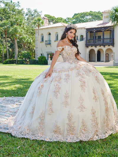 3D Floral Off Shoulder Quinceanera Dress by House of Wu 26073