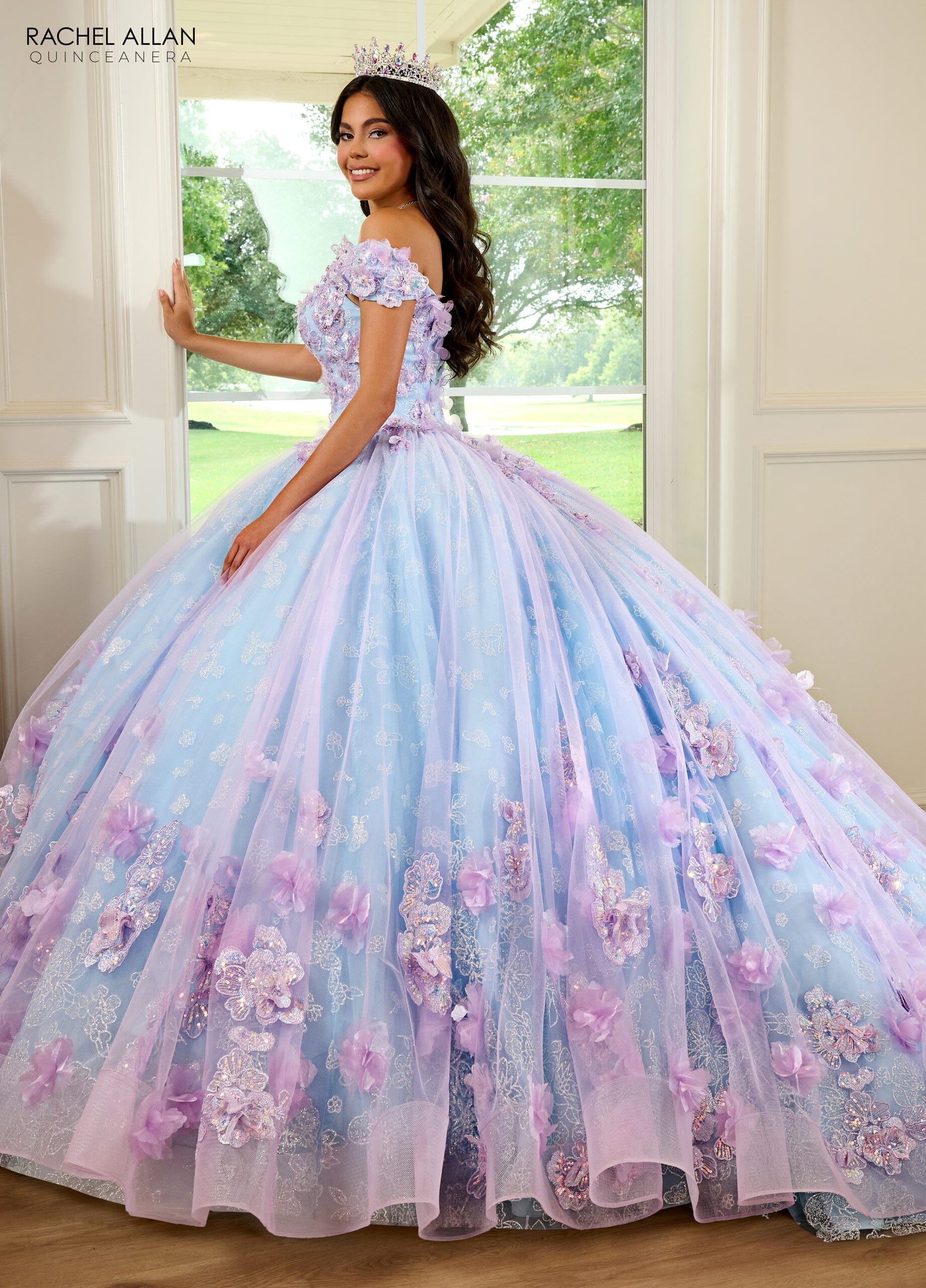 3D Floral Off Shoulder Quinceanera Dress by Rachel Allan