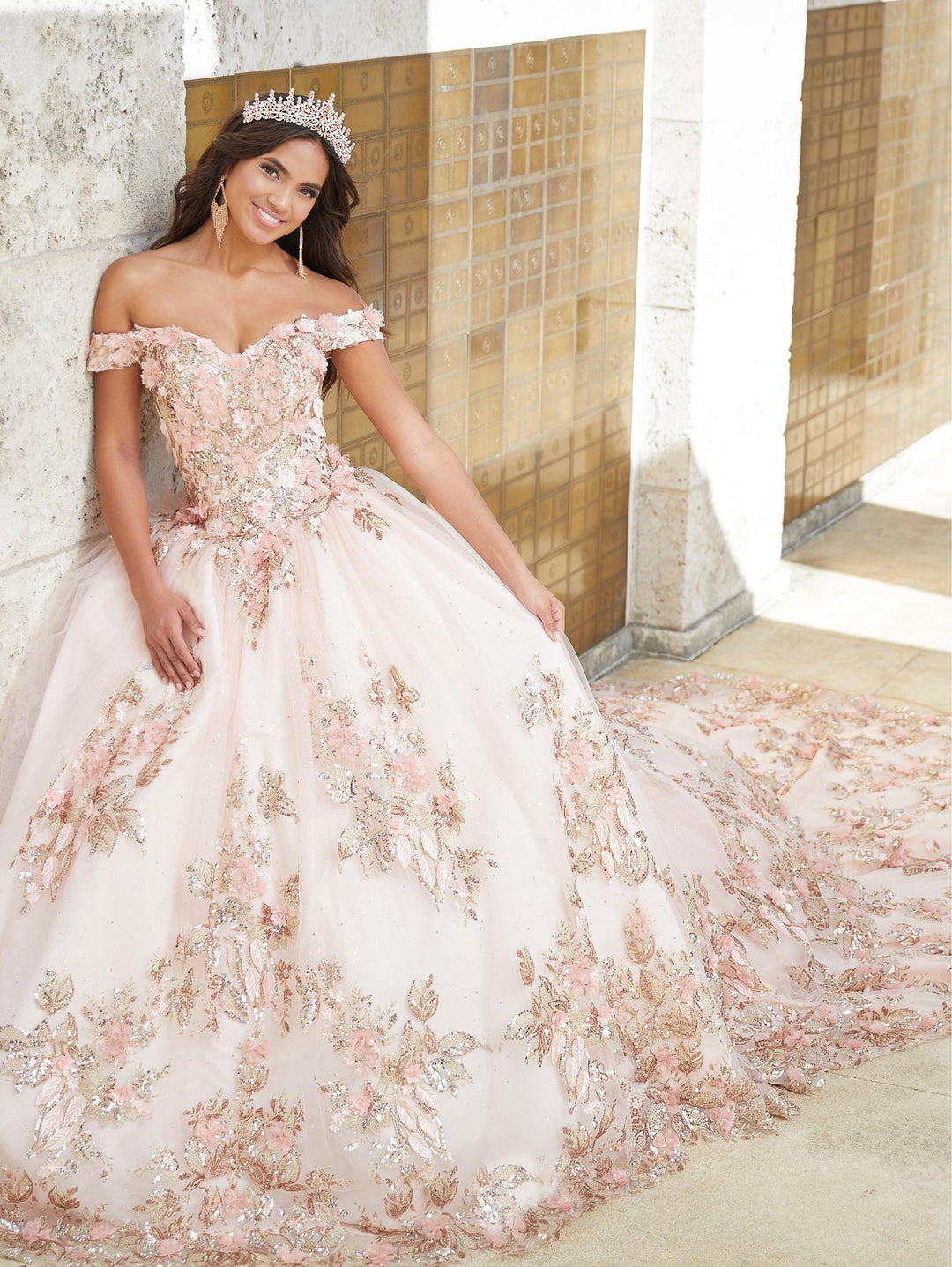 3D Floral Quinceanera Dress by House of Wu 26027