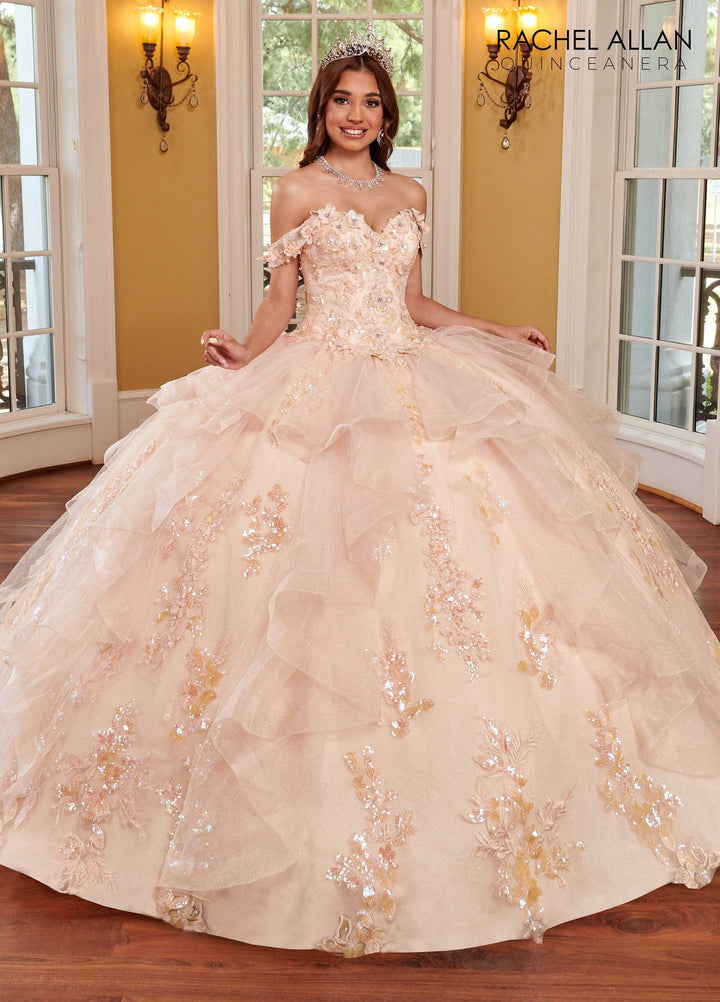 3D Floral Ruffled Quinceanera Dress by Rachel Allan RQ2165
