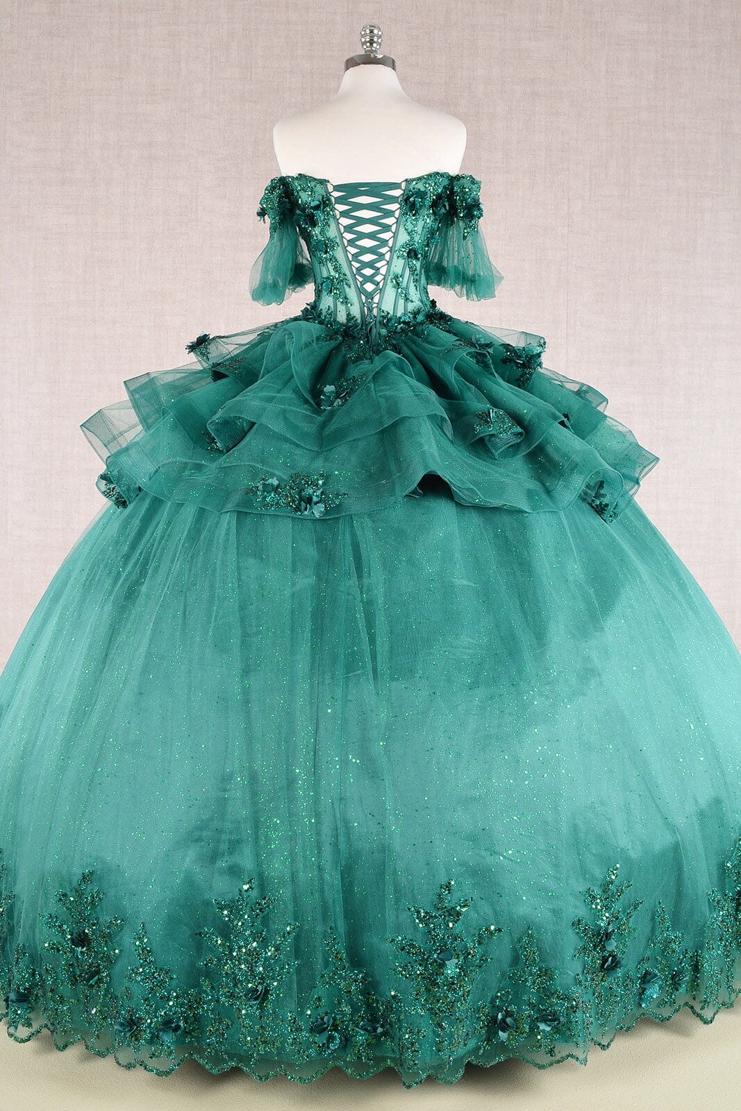 3D Floral Sheer Bodice Ball Gown by Elizabeth K GL3180