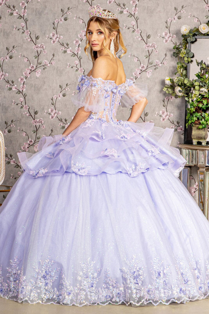 3D Floral Sheer Bodice Ball Gown by Elizabeth K GL3180
